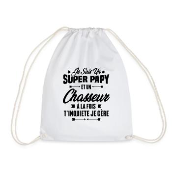 Je suis un super papy et un chasseur, Cadeau papy - Sac de sport léger - blanc - Devant