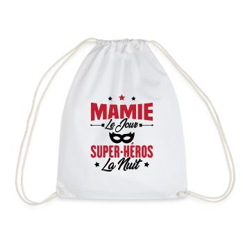 Mamie le jour super héros la nuit, Cadeau mamie - Sac de sport léger - blanc - Devant