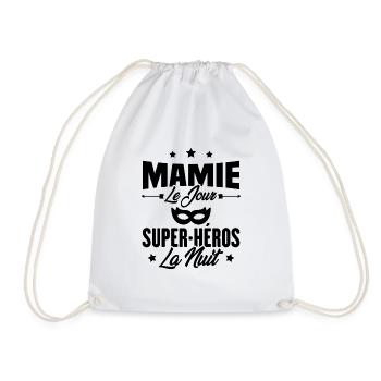 Mamie le jour super héros la nuit, Cadeau mamie - Sac de sport léger - blanc - Devant