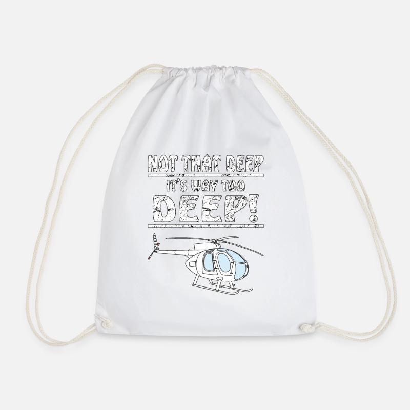 HELICOPTER NOT THAT DEEP - Drawstring Bag - white