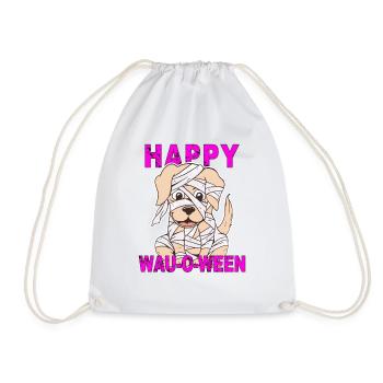 DOG HAPPY WAU-O-WEEN - Drawstring Bag - white - Front