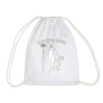CLEANING DEVIL - Drawstring Bag - white - Front
