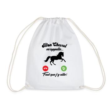 Mon cheval m'appelle faut quẹ j’y aille Cadeau - Sac de sport léger - blanc - Devant