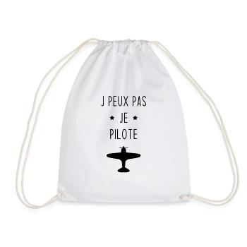 J'peux pas je pilote Cadeau vintage avion - Sac de sport léger - blanc - Devant