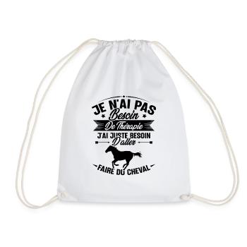 Cadeau cheval - Besoin d'aller faire du cheval - Sac de sport léger - blanc - Devant