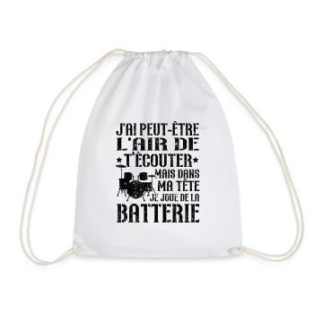 Dans ma tête je joue de la batterie - Sac de sport léger - blanc - Devant