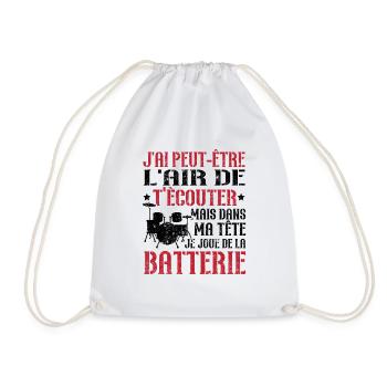 Dans ma tête je joue de la batterie - Sac de sport léger - blanc - Devant