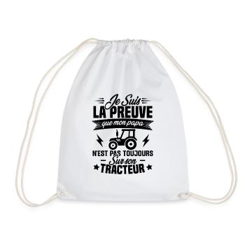 Je suis la preuve que mon papa tracteur humour - Sac de sport léger - blanc - Devant