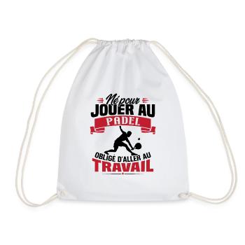 Né pour jouer au padel - Cadeau joueur de padel - Sac de sport léger - blanc - Devant