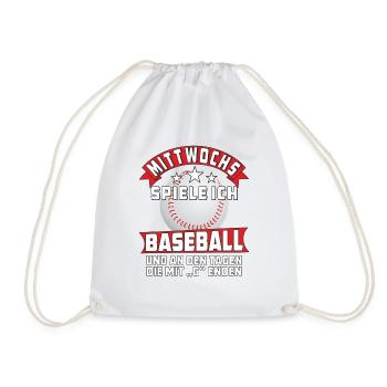 MITTWOCHS SPIELE ICH BASEBALL - Turnbeutel - Weiß - Vorne