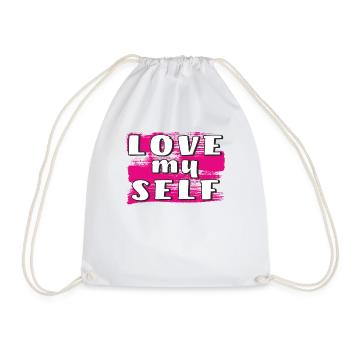 LOVE MY SELF - Drawstring Bag - white - Front