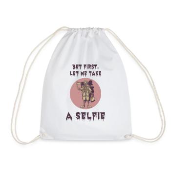 But first let me take a selfie - Drawstring Bag - white - Front