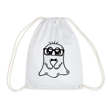 Friendly Nerd Ghost Comic - Drawstring Bag - white - Front