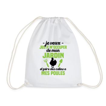 M'occuper de mon jardin, Cadeau jardinier poules - Sac de sport léger - blanc - Devant