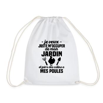 M'occuper de mon jardin, Cadeau jardinier poules - Sac de sport léger - blanc - Devant
