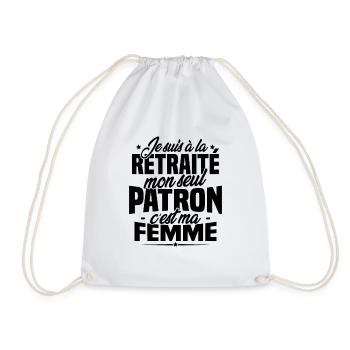 Cadeau retraité, Mon seul patron c'est ma femme - Sac de sport léger - blanc - Devant