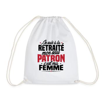 Cadeau retraité, Mon seul patron c'est ma femme - Sac de sport léger - blanc - Devant