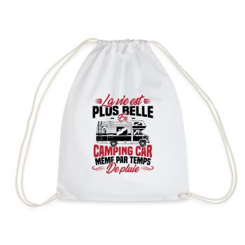 La vie est plus belle en Camping-car humour cadeau - Sac de sport léger - blanc - Devant
