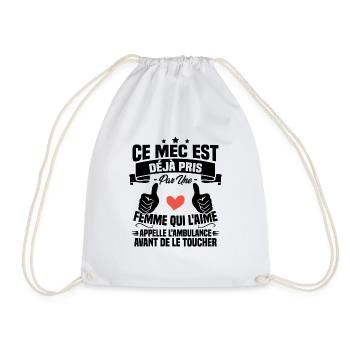 Mec deja pris cadeau homme amour femme - Sac de sport léger - blanc - Devant