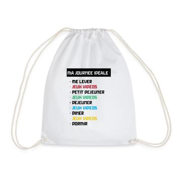 T shirt geek ma journée idéale - Sac de sport léger - blanc - Devant