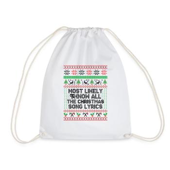 Most Likely To Know All The Christmas Song Lyrics - Drawstring Bag - white - Front