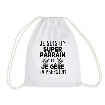 Je suis un super parrain, Humour cadeau parrain - Sac de sport léger - blanc - Devant
