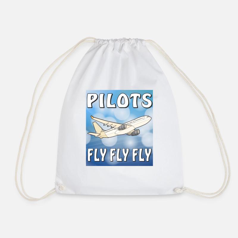 AIRPLANE PILOTS FLY FLY FLY - Drawstring Bag - white