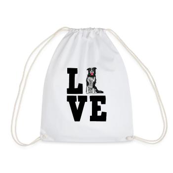 Border Collie - Drawstring Bag - white - Front