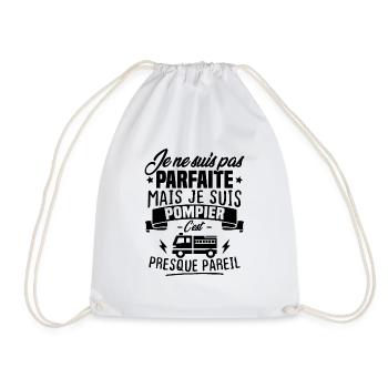 Pas parfaite mais je suis pompier - Cadeau pompier - Sac de sport léger - blanc - Devant
