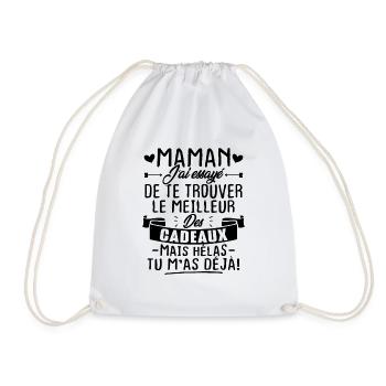 Maman le meilleur cadeau mais hélas tu m'as déjà! - Sac de sport léger - blanc - Devant