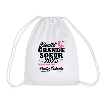 Bientôt grande soeur 2025 - Sac de sport léger - blanc - Devant