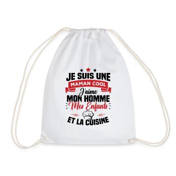 Une maman cool j'aime mon homme et la cuisine - Sac de sport léger - blanc - Devant