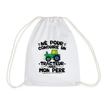 Né pour conduire un tracteur avec mon père - Sac de sport léger - blanc - Devant