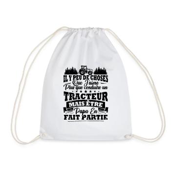 J'aime un Tracteur et Papa / Humour cadeau papa - Sac de sport léger - blanc - Devant