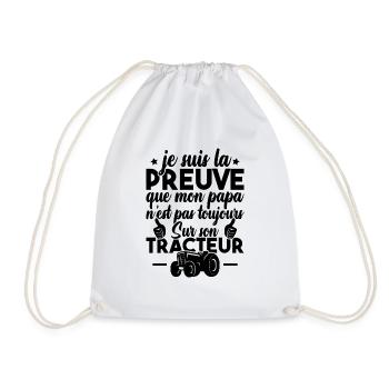 Preuve que mon papa tracteur, Papa agriculteur - Sac de sport léger - blanc - Devant