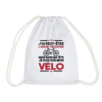 Dans ma tête je fais du vélo - humour vélo - Sac de sport léger - blanc - Devant