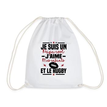 Papa cool j aime mes enfants et le rugby - Sac de sport léger - blanc - Devant