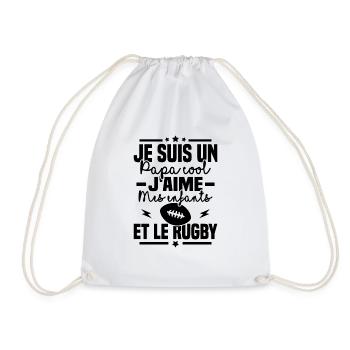 Papa cool j aime mes enfants et le rugby - Sac de sport léger - blanc - Devant