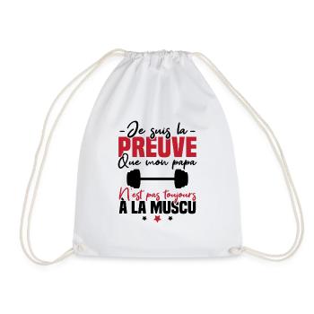 Preuve que mon papa muscu, Papa musclé - Sac de sport léger - blanc - Devant