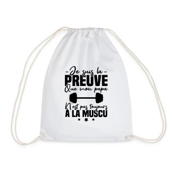 Preuve que mon papa muscu, Papa musclé - Sac de sport léger - blanc - Devant