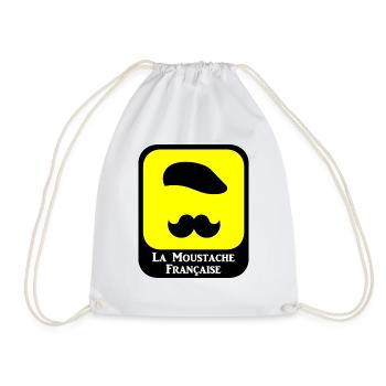 La Moustache Française - Logo jaune et noir - Sac de sport léger - blanc - Devant