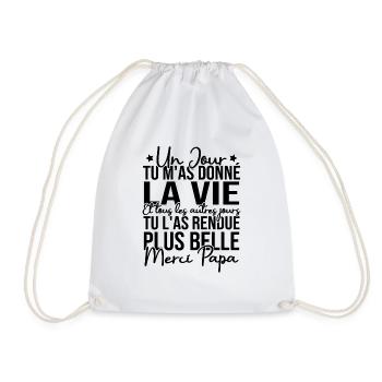 Un jour tu m'as donné la vie, Merci papa - Sac de sport léger - blanc - Devant