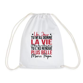 Un jour tu m'as donné la vie, Merci papa - Sac de sport léger - blanc - Devant