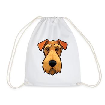 Airedale Terrier Head Cartoon Comic Hunde Liebe - Turnbeutel - Weiß - Vorne