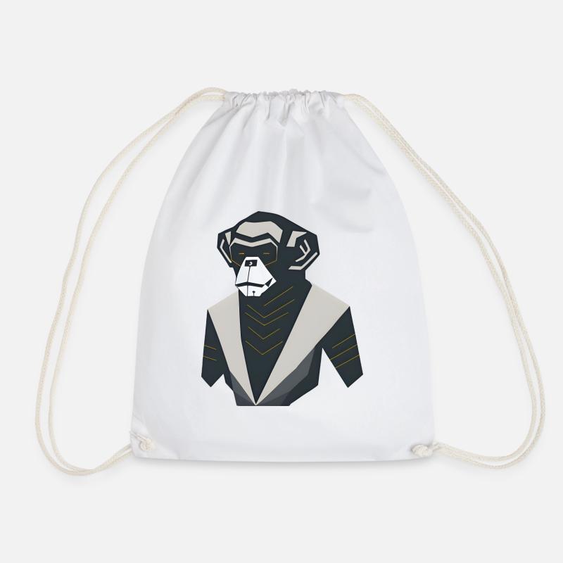 Modern Art Monkey - Drawstring Bag - white