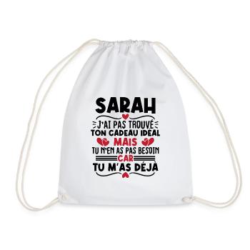 Sarah j'ai pas trouvé ton cadeau idéal... - Sac de sport léger - blanc - Devant