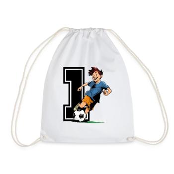 Football Birthday - 1 year old boy - 1. - Drawstring Bag - white - Front
