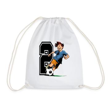 Football Birthday - 2 year old boy - 2. - Drawstring Bag - white - Front