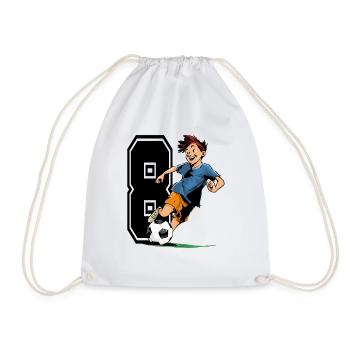 Football Anniversaire - 8 ans garçon - 8. - Sac de sport léger - blanc - Devant