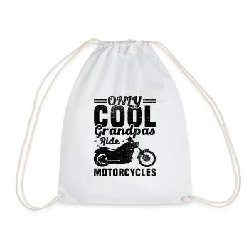 Only cool grandpa's ride motorcycle - Drawstring Bag - white - Front